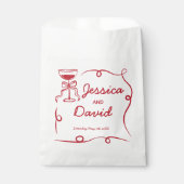 結婚式の引き出物バッグお洒落手描き赤 フェイバーバッグ (正面)