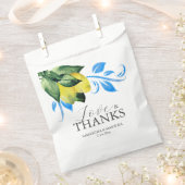 結婚式の引き出物バッグウォーターカラーボタニカルレモン フェイバーバッグ (クリップ留めされた状態)