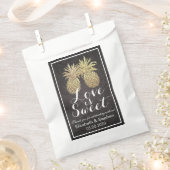 結婚式の引き出物バッグゴールデンパイナップルカップルダマスク フェイバーバッグ (クリップ留めされた状態)