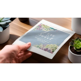 結婚式の引き出物バッグシックな水カラー多肉植物 フェイバーバッグ