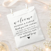 結婚式の引き出物バッグパーソナライズされた感謝していユー フェイバーバッグ (クリップ留めされた状態)