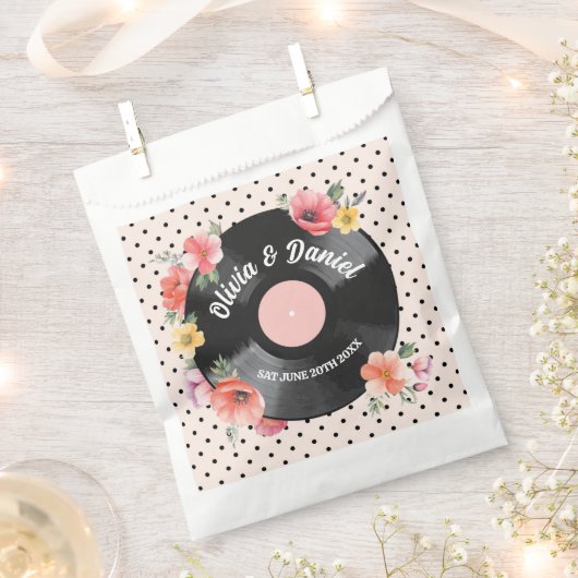 結婚式の引き出物バッグミュージックレコードフローラ1950s フェイバーバッグ (クリップ留めされた状態)