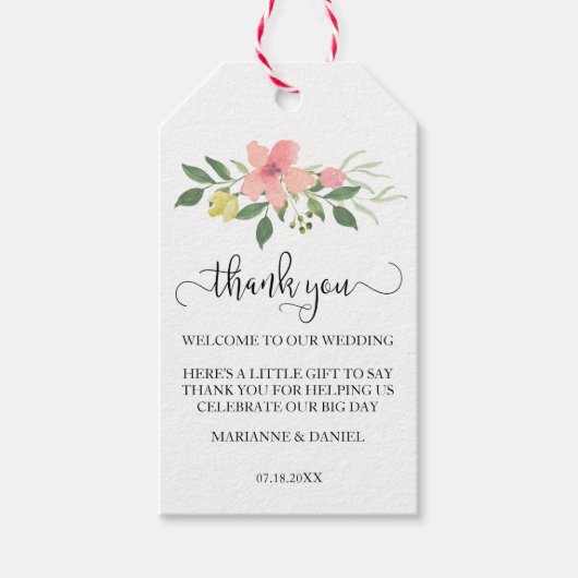 結婚式の引き出物バッグラベル |ようこそ&ユー感謝していラー ギフトタグ (正面)