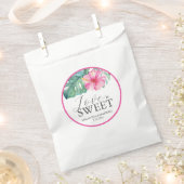 結婚式の引き出物バッグ熱帯ピンクの花 フェイバーバッグ (クリップ留めされた状態)