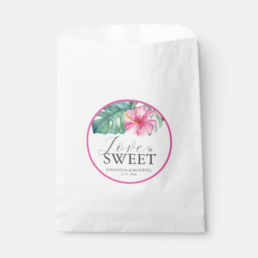 結婚式の引き出物バッグ熱帯ピンクの花 フェイバーバッグ (正面)