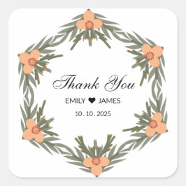 結婚式の引き出物バッグ-名前をカスタムするとキャンドルの日付 スクエアシール