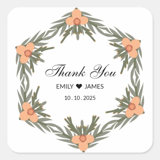 結婚式の引き出物バッグ-名前をカスタムするとキャンドルの日付 スクエアシール (正面)