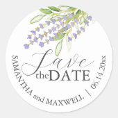 結婚式の引き出物パーソナライズされたステッカーラベンダー ラウンドシール (正面)