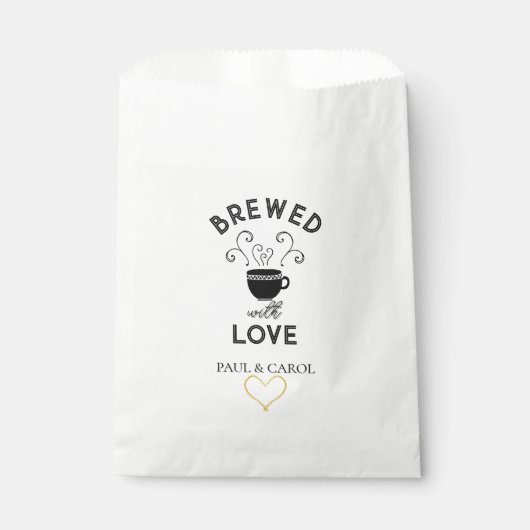 結婚式の引き出物パーソナライズされたバッグは愛で醸造 フェイバーバッグ (正面)