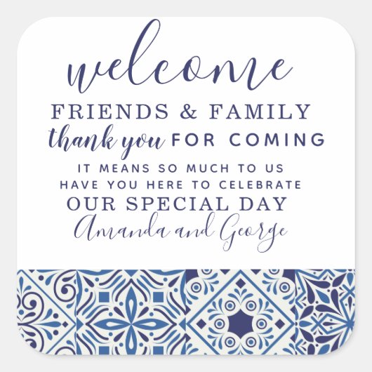 結婚式の引き出物パーソナライズされた感謝していユーステッカー スクエアシール (正面)