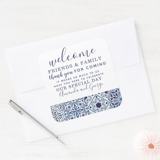 結婚式の引き出物パーソナライズされた感謝していユーステッカー スクエアシール (封筒)