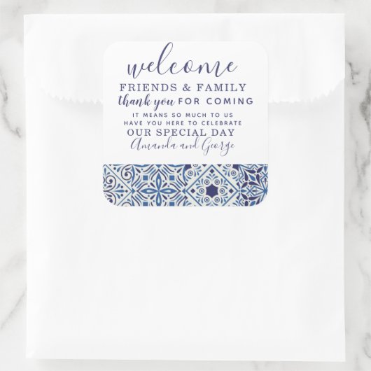 結婚式の引き出物パーソナライズされた感謝していユーステッカー スクエアシール (バッグ)