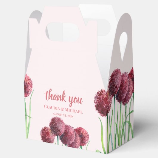 結婚式の引き出物パープルピンクアリウムフローラ水彩色 フェイバーボックス (オープン)