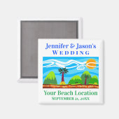 結婚式の引き出物ビーチ熱帯目的地 マグネット (正面/裏面)