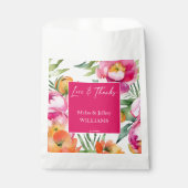 結婚式の引き出物ピンクがかったオレンジ色の花 フェイバーバッグ (正面)