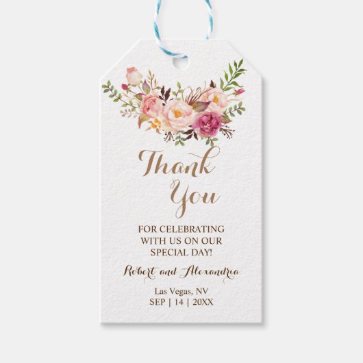 結婚式の引き出物ピンク来ギフトラベル ギフトタグ (正面)