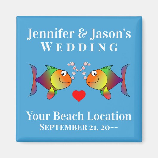 結婚式の引き出物フィッシュキュート熱帯ビーチ先 マグネット (正面)