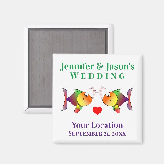 結婚式の引き出物フィッシュキュート熱帯ビーチ先 マグネット (正面/裏面)