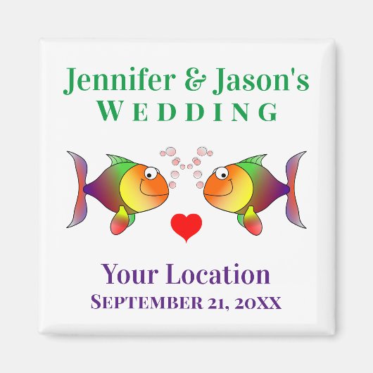 結婚式の引き出物フィッシュキュート熱帯ビーチ先 マグネット (正面)