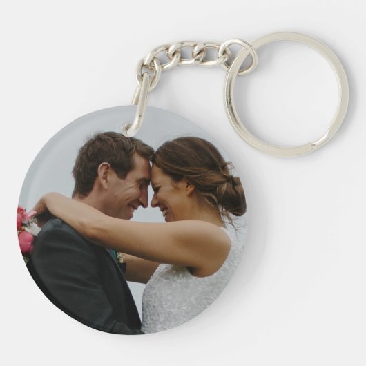 結婚式の引き出物フォトキーチェーンバーガンディとブルー キーホルダー (裏面)