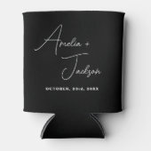 結婚式の引き出物フォト白黒ミニマモダンリスト 缶クーラー (正面)