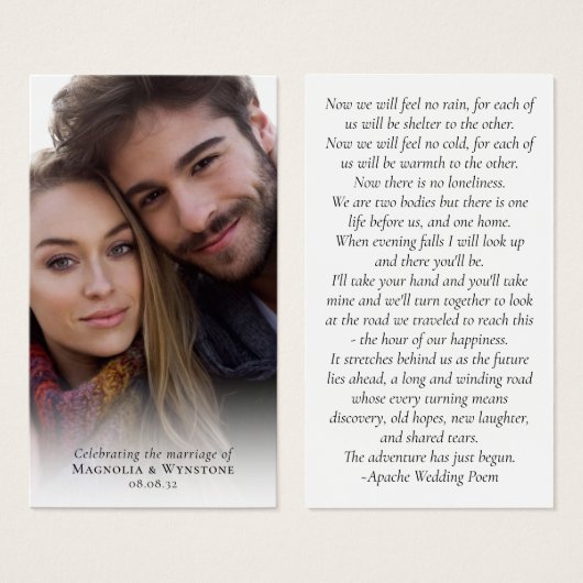 結婚式の引き出物フォト祈りの言葉カード (正面&裏面)