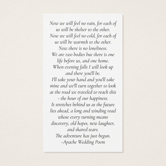 結婚式の引き出物フォト祈りの言葉カード (裏面)