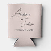 結婚式の引き出物フォト赤面ピンクミニマルモダンリスト 缶クーラー (正面)