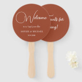 結婚式の引き出物ブラウンホワイトテラコッタファン ハンドファン (正面&裏面)