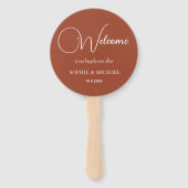 結婚式の引き出物ブラウンホワイトテラコッタファン ハンドファン (正面)