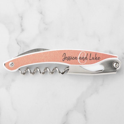 結婚式の引き出物プレゼントエレガントバラ金ゴールドモノグラム ソムリエナイフ (裏面)