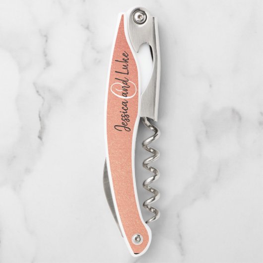 結婚式の引き出物プレゼントエレガントバラ金ゴールドモノグラム ソムリエナイフ (裏面)