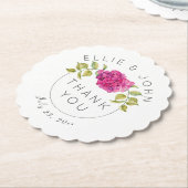 結婚式の引き出物ホットピンクアジサイ ペーパーコースター (アングル)
