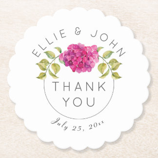 結婚式の引き出物ホットピンクアジサイ ペーパーコースター