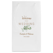 結婚式の引き出物ホワイトカップル名金ゴールド文字 スモールペーパーバッグ (裏面)