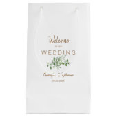 結婚式の引き出物ホワイトカップル名金ゴールド文字 スモールペーパーバッグ (正面)