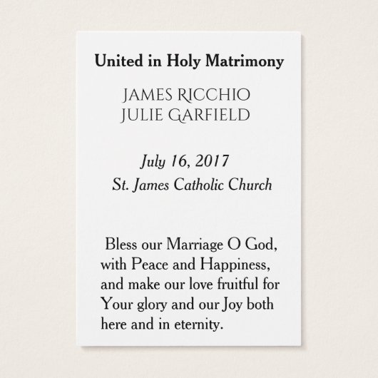 結婚式の引き出物ホーリーカード新郎新婦 (裏面)