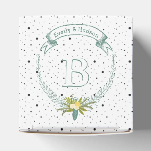 結婚式の引き出物ボックスあなたの写真モノグラム名 フェイバーボックス (上部)