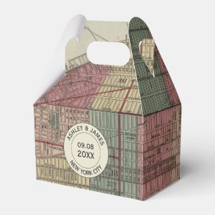 結婚式の引き出物ボックスとヴィンテージニューヨークシティマップ フェイバーボックス