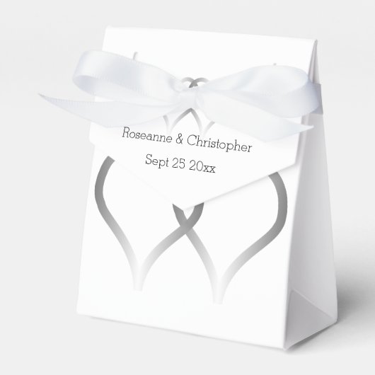 結婚式の引き出物ボックスシルバーハート フェイバーボックス (正面サイド)