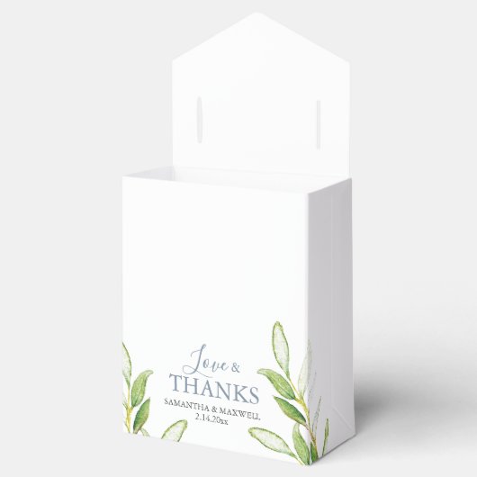 結婚式の引き出物ボックス水彩緑 フェイバーボックス (オープン)