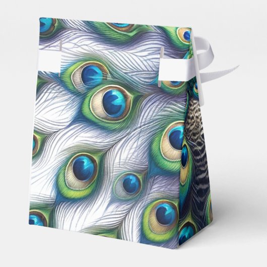 結婚式の引き出物ボックス王室の孔雀 フェイバーボックス (裏面サイド)