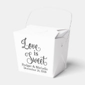 結婚式の引き出物ボックス – 愛は甘い フェイバーボックス (正面サイド)
