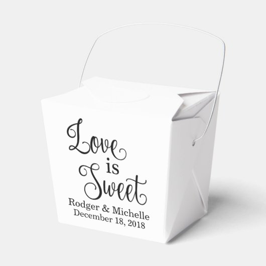 結婚式の引き出物ボックス – 愛は甘い フェイバーボックス (正面サイド)