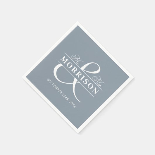 結婚式の引き出物ミセス・ダスティー・ブルー スタンダードカクテルナプキン (角)