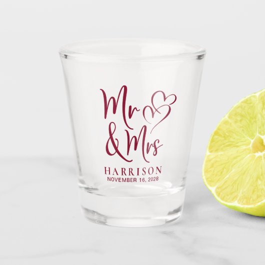 結婚式の引き出物ミセス・バーガンディ ショットグラス (正面)