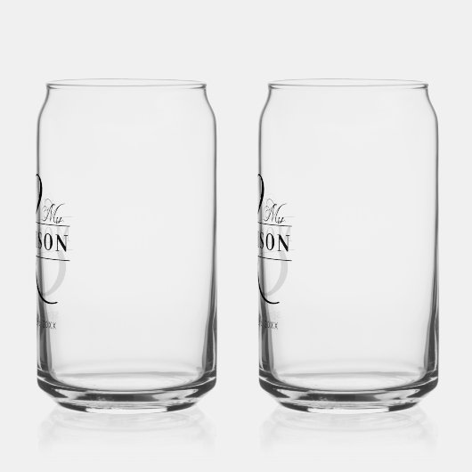 結婚式の引き出物ミセス・白黒 ガラス缶 (左)