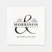 結婚式の引き出物ミセス・白黒 スタンダードカクテルナプキン (正面)