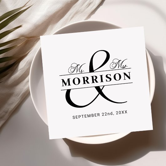 結婚式の引き出物ミセス・白黒 スタンダードカクテルナプキン