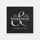 結婚式の引き出物ミセス・白黒 スタンダードカクテルナプキン (正面)